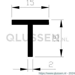 AluArt T-profiel 15x15x2 mm L 3000 mm per 2 stuks aluminium onbewerkt AL098200