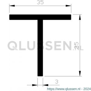 AluArt T-profiel 35x35x3 mm L 6000 mm aluminium onbewerkt AL096205