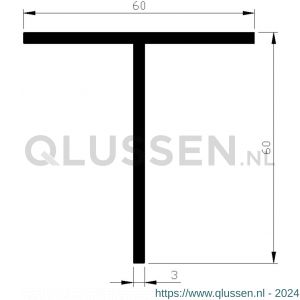 AluArt T-profiel 60x60x3 mm L 6000 mm aluminium onbewerkt AL096216