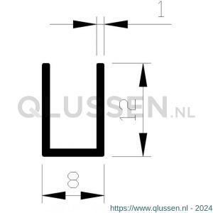 AluArt U-profiel 12x8x12x1 mm L 3000 mm per 2 stuks aluminium onbewerkt AL098302