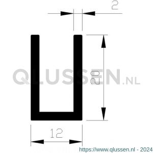 AluArt U-profiel 20x12x20x2 mm L 6000 mm aluminium onbewerkt AL096304