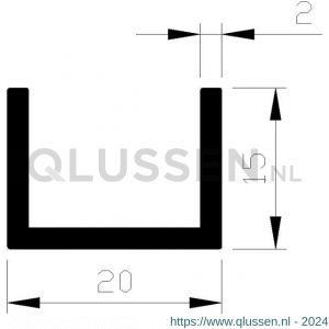 AluArt U-profiel 15x20x15x2 mm L 6000 mm aluminium onbewerkt AL096307