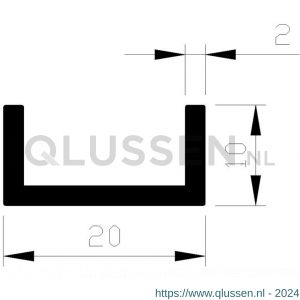 AluArt U-profiel 10x20x10x2 mm L 3000 mm per 2 stuks aluminium onbewerkt AL098308