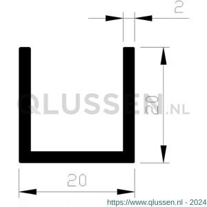 AluArt U-profiel 20x20x20x2 mm L 3000 mm per 2 stuks aluminium onbewerkt AL098309