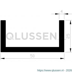 AluArt U-profiel 25x50x25x4 mm L 3000 mm per 2 stuks aluminium onbewerkt AL098314