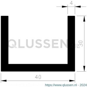 AluArt U-profiel 30x40x30x4 mm L 6000 mm aluminium onbewerkt AL096316