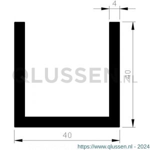 AluArt U-profiel 40x40x40x4 mm L 6000 mm aluminium onbewerkt AL096317