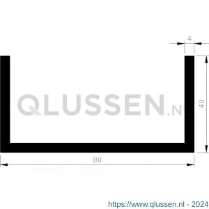 AluArt U-profiel 40x80x40x4 mm L 3000 mm per 2 stuks aluminium onbewerkt AL098318