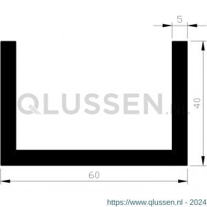 AluArt U-profiel 40x60x40x5 mm L 6000 mm aluminium onbewerkt AL096320