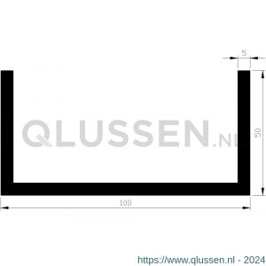 AluArt U-profiel 50x100x50x5 mm L 6000 mm aluminium onbewerkt AL096322