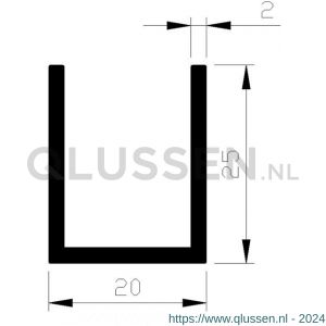 AluArt U-profiel 25x20x25x2 mm L 6000 mm aluminium onbewerkt AL096325