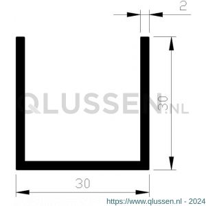 AluArt U-profiel 30x30x30x2 mm L 6000 mm aluminium onbewerkt AL096328