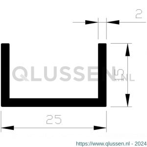 AluArt U-profiel 15x25x15x2 mm L 3000 mm per 2 stuks aluminium onbewerkt AL098336