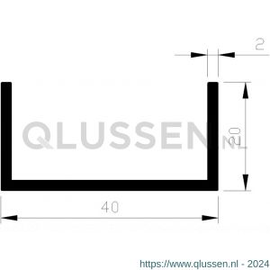 AluArt U-profiel 20x40x20x2 mm L 3000 mm per 2 stuks aluminium onbewerkt AL098337