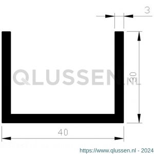 AluArt U-profiel 30x40x30x3 mm L 6000 mm aluminium onbewerkt AL096341