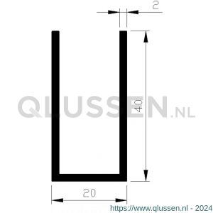 AluArt U-profiel 40x20x40x2 mm L 6000 mm aluminium onbewerkt AL096345