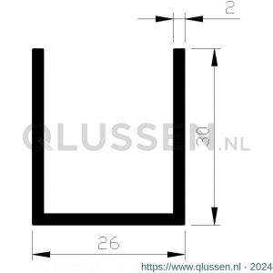 AluArt U-profiel 30x26x30x2 mm L 3000 mm per 2 stuks aluminium onbewerkt AL098346