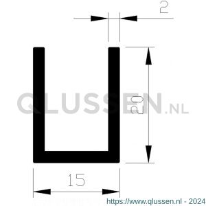 AluArt U-profiel 20x15x20x2 mm L 3000 mm per 2 stuks aluminium onbewerkt AL098347