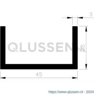 AluArt U-profiel 25x45x25x3 mm L 6000 mm aluminium onbewerkt AL096348