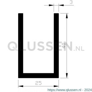 AluArt U-profiel 40x25x40x3 mm L 6000 mm aluminium onbewerkt AL096349