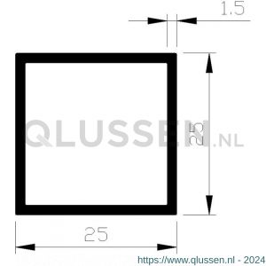 AluArt vierkante buis 25x25x1,5 mm L 6000 mm aluminium onbewerkt AL096404