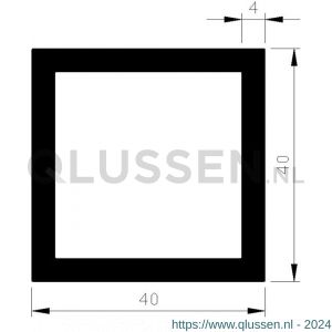 AluArt vierkante buis 40x40x4 mm L 6000 mm aluminium onbewerkt AL096406