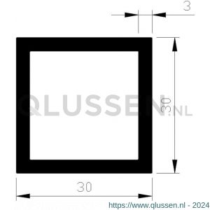 AluArt vierkante buis 30x30x3 mm L 3000 mm per 2 stuks aluminium onbewerkt AL098409