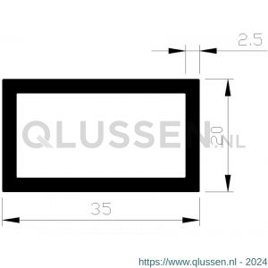 AluArt rechthoekige buis 35x20x2,5 mm L 6000 mm aluminium onbewerkt AL096502