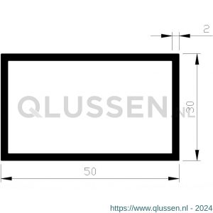 AluArt rechthoekige buis 50x30x2 mm L 6000 mm aluminium onbewerkt AL096505