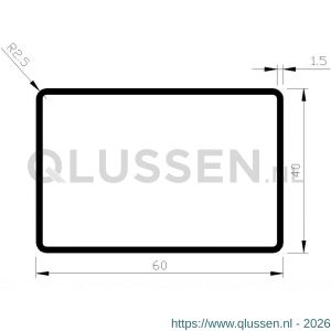 AluArt rechthoekige buis 60x40x1,5mm afgeronde hoek L 3000 mm per 2 stuks aluminium onbewerkt AL098510