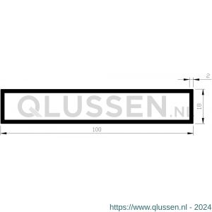 AluArt rechthoekige buis 100x18x2 mm L 3000 mm per 2 stuks aluminium onbewerkt AL098512