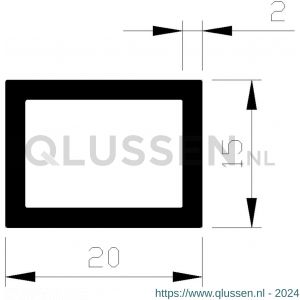 AluArt rechthoekige buis 20x15x2 mm L 6000 mm aluminium onbewerkt AL096519