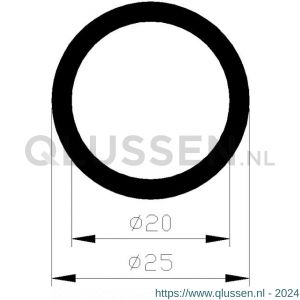 AluArt ronde buis 25x20 mm L 2500 mm per 2 stuks aluminium onbewerkt AL097606