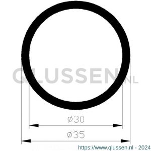 AluArt ronde buis 35x30 mm L 3000 mm per 2 stuks aluminium onbewerkt AL098609