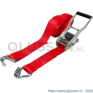 Konvox spanband 50 mm ratel 811 haak 1006 7 m 2500/5000 daN rood LAZE1001-0975