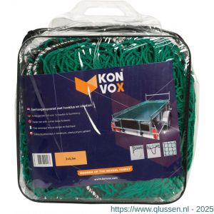 Konvox aanhangwagennet met hoeklussen en elastiek groen 200x350 cm LAZE1400-2196