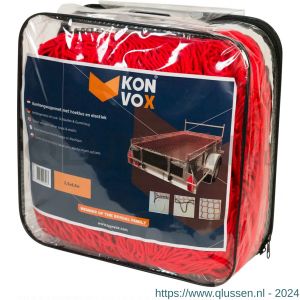 Konvox aanhangwagennet met hoeklussen en elastiek rood 250x450 cm LAZE1400-2193