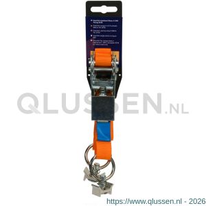 Konvox Smartlok Systeem spanband 25 mm ratel 906 fitting 5018 LC 400 daN 1 m oranje LAZE1001-0667