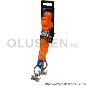 Konvox Smartlok Systeem spanband 25 mm klem 803 fitting 5018 LC 175 daN 1,50 m oranje LAZE1001-0669