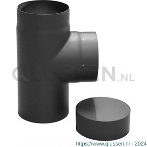 Nedco rookgasafvoer zwart staal 2 mm 150 mm T-stuk met dop 68754601