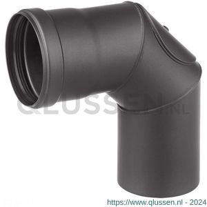 Nedco rookgasafvoer pelletkachel diameter 80 mm bocht 90 graden zwart 68761901