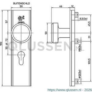 Nemef veiligheidsbeslag F1 knop-kruk AK 3405-72 mm antikerntrek blister 9340500730