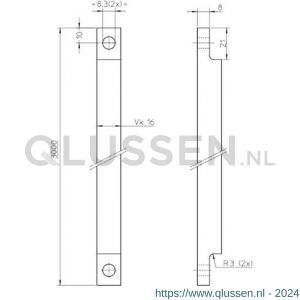 Nemef staaf vierkant 16 mm staaf 16-300 cm bulk per 3 9001611300