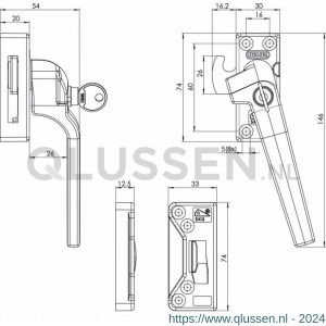 Nemef veiligheidsraamsluiting 53PK/4 rechts 9005304461