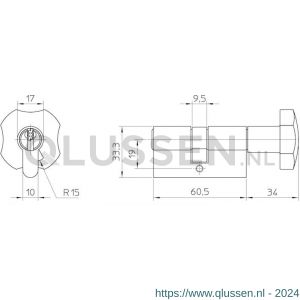 Nemef dubbele Europrofielknopcilinder 116/9 3 sleutels blister 9011609290