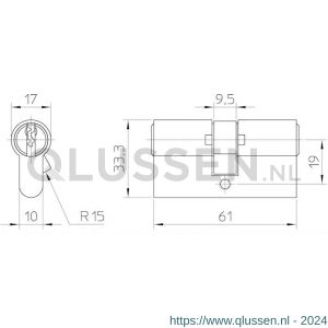 Nemef dubbele Europrofielcilinder 142/9 3 sleutels blister 9014209290