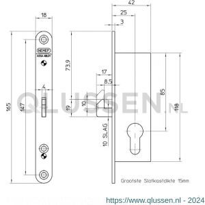 Nemef schuifdeurslot 618-25 bulk per 5 9061800250