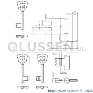 Nemef klaviersleutel S 666 NR 6 bulk per 10 9066690060