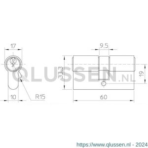 Nemef dubbele Europrofielcilinder 91060 3 sleutels per 2 stuks gelijksluitend blister 9091000632