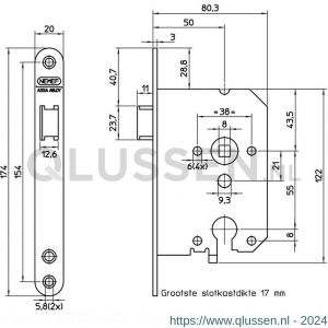 Nemef cilinderloopslot PC-uitsparing 1269/37-50 DR draairichting 1+3 bulk per 10 9126937501